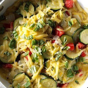 (Keto Breakfast) Zucchini and Gouda Skillet