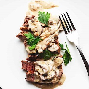 (Keto Entree) Steak Diane with Mushrooms