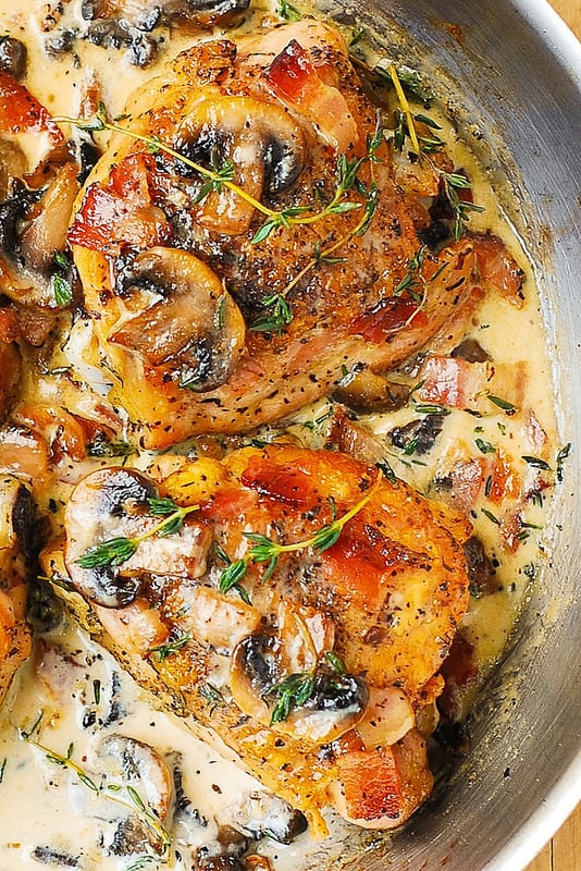 (Keto Entree) Bacon Mushroom Chicken Thighs